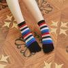1 Pair Women Colorful Striped Toe Socks Breathable Arch Support Mid-calf Socks Non-slip Moisture Wicking Compression Socks
