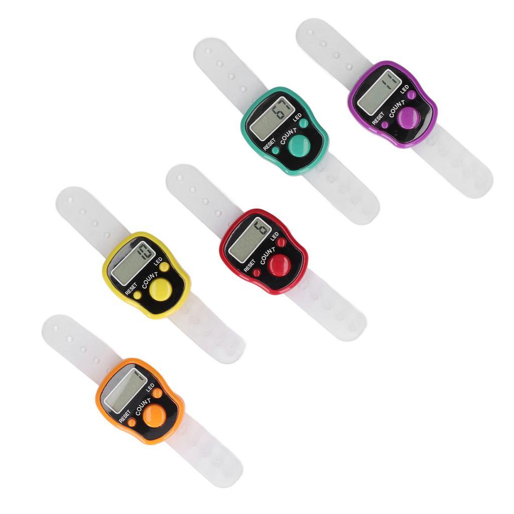 5 Pcs Electronic Finger Counter Portable Lightweight Adjustable Ring Finger Clicker Counter with Light