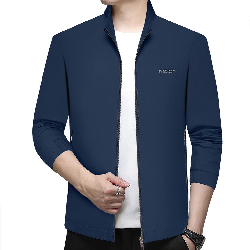 Men's 2024 Spring/Summer Korean Style Stand Collar Jacket - Casual, Business, Solid Color, Versatile, Trendy Top.