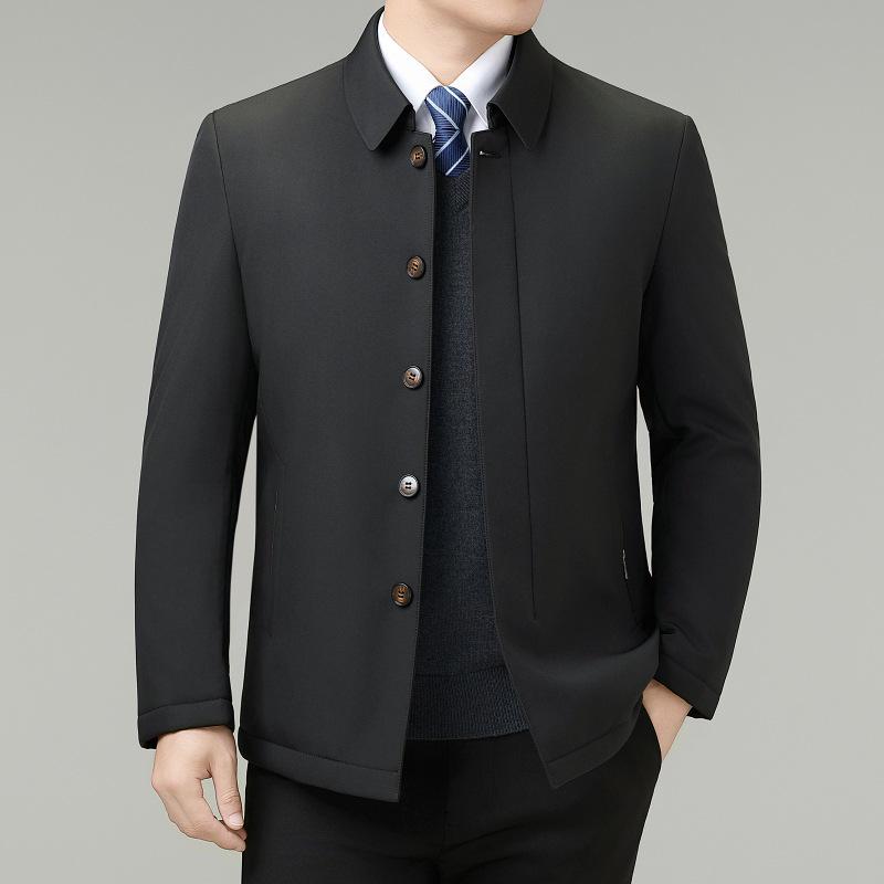 Men's High-Grade Cotton Padded Jacket - Autumn/Winter Stand-up Collar for Middle-aged Wear, Warm Outerwear.