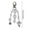 Korean Style Fresh Bow Star Keychain Y2K Sweet Beaded Keyring Girly Bag Pendant Key Accessories Cute Key Holder Gift