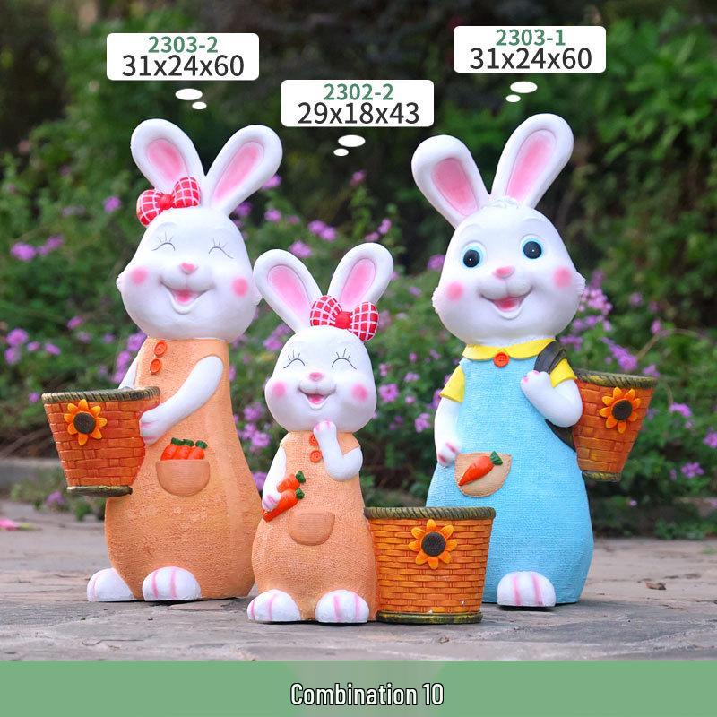 Outdoor Cartoon Rabbit Garden Decoration - Animal Flower Pot Sculpture for Kindergartens and Courtyards