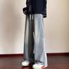 JYL Men's Wide-Leg Jeans American Cartoon Towel Embroidered Winter Loose Denim Pants