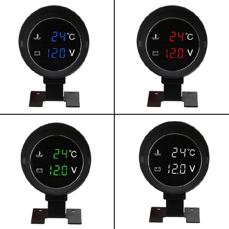 2in1 Vehicles Digital Gauge 12/24V Universal Truck Car LED Voltmeter