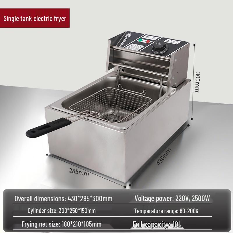 Commercial Electric Deep Fryer with Single/Double Tank & Timer for Large Capacity Frying