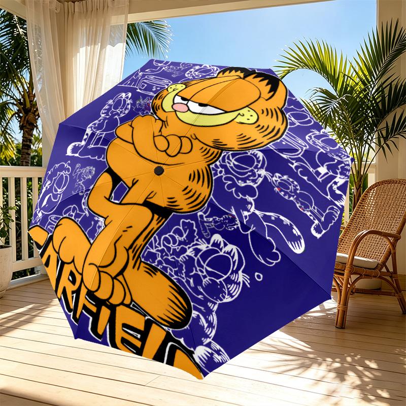 Garfield Print Automatic Open Close Umbrella, Portable Foldable Umbrella, for Outdoor Commute Camping Trip, Ideal Birthday Gift