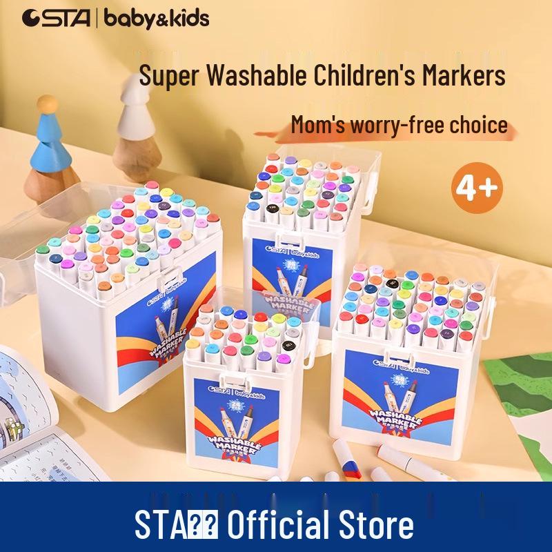 

STA 4032 Washable Kids Odorless Non-toxic Non-bleeding Marker and Doodle Pens for Students 24 Colors Super Washable Dual-tip