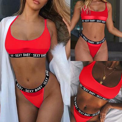 Mode Frauen Brief Solide Patchwork Sexy Dessous Unterwäsche G-String Set
