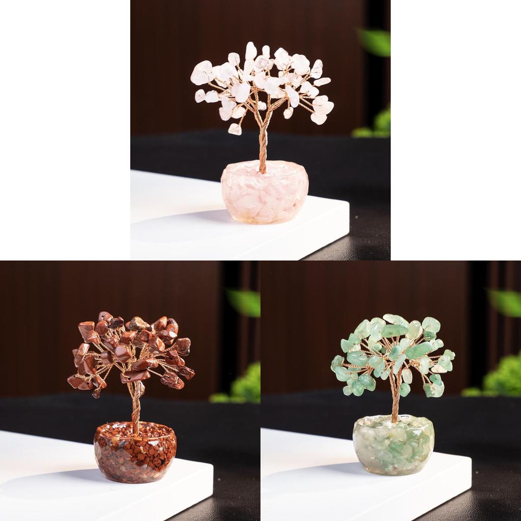 Crystal Money Tree Miniature Decor With Natural Gemstones For Feng Shui Wealth