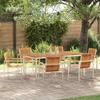 Garden Dining Set 7 Pcs Solid Acacia Wood and Stainless Steel
