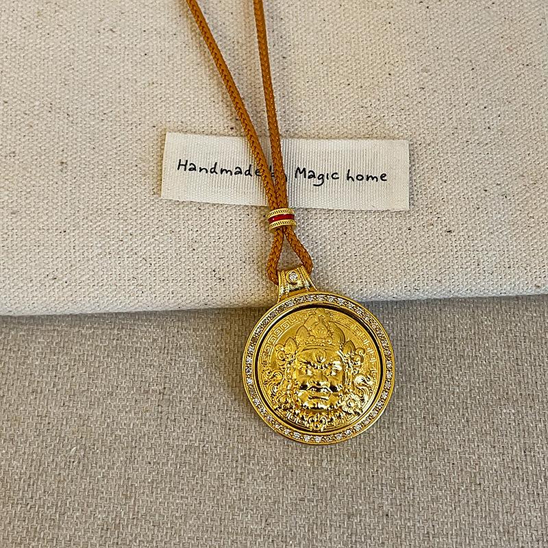 High Version Guanyin God Of Wealth Fulu Compass Woven Rope Necklace Women'S Ancient Law Light Luxury Fashion Versatile Neck Chain Sweater Chain