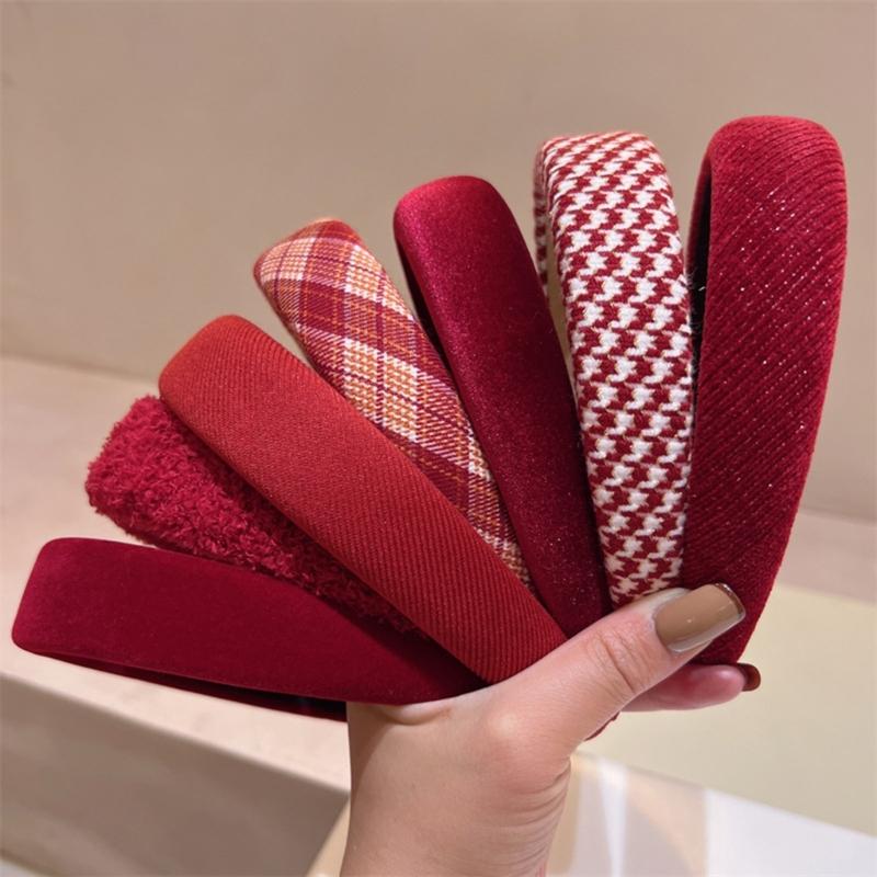 Christmas Theme Red Headband for Women Girl Non-Slip Festival Headband Makeup Hairhoop Soft Sponge Hairband Accessories