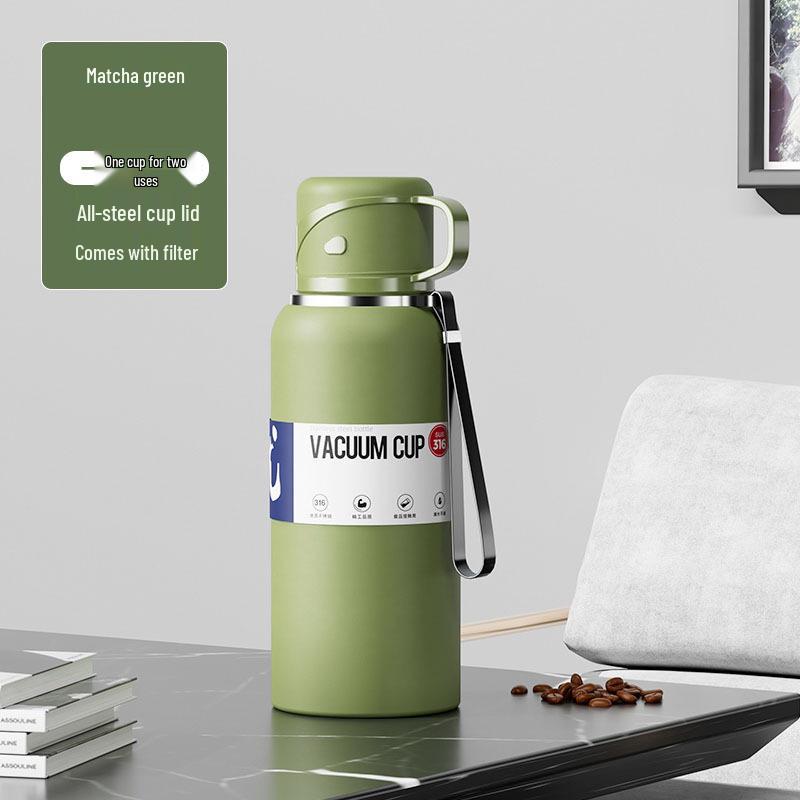 316 Stainless Steel Men's Large Capacity Insulated Outdoor Travel Mug with Tea & Water Separation, Custom Logo