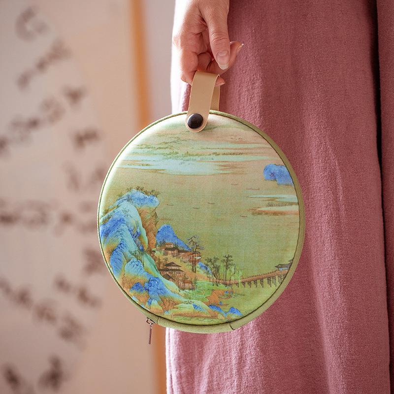 

Pu er Tea Cake Bag, Portable Household Round Storage Box, Zipper, White Tea Storage Box, Retro Packing Bag 357g