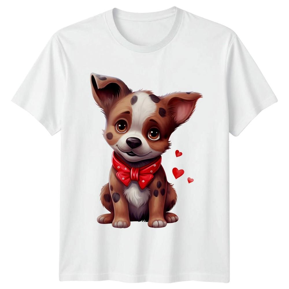 Puppy Dog Red Bow Hearts Animals Dogs Unisexs TShirt Unisexs Graphic Tee S