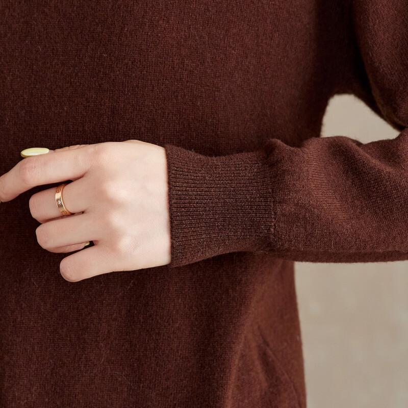 Srcr Women's Faux Two-Piece 100% Wool Contrast Collar Sweater