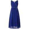 Kids Girls Summer Wedding Birthday Party Dress Sleeveless Ruched Beaded Chiffon Bridesmaid Maxi Dress