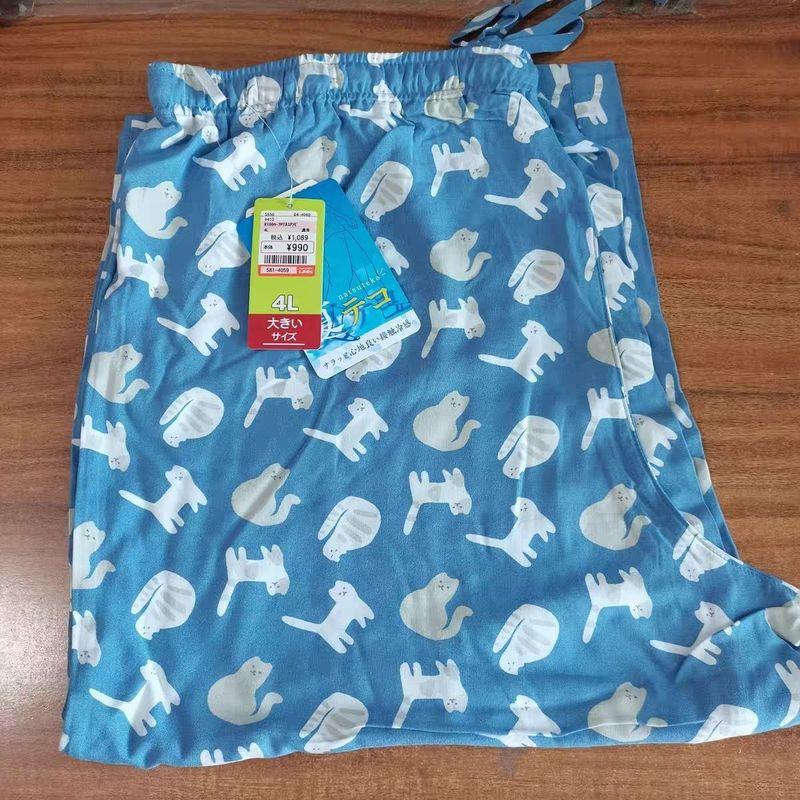 

Экспорт Японские Товары с Одним Хвостом Тенсел Район Принт Эластичный Шнур Пояс Шнурки Укороченные Брюки Женские Большие Прямые Брюки Летние Прохладные Light blue cartoon 4L