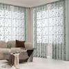2PCS Semi-Transparent Embroidered Leaf  Window Thin Curtain Sunshade Curtains  Kitchen