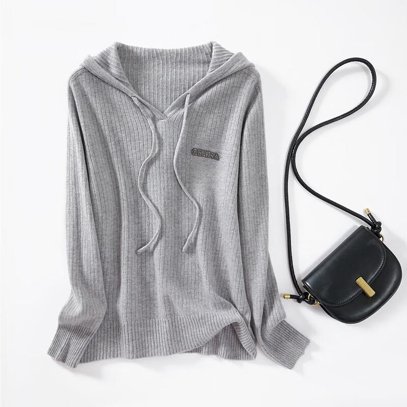 

Jinjuan Women s 100% Lambswool Hooded Sweater L