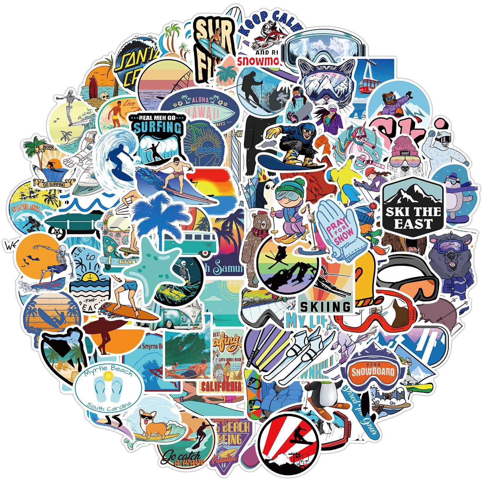 

100 Ski Surfing Sports Graffiti Stickers Personalized Decoration Motorcycle Suitcase Waterproof Stickers