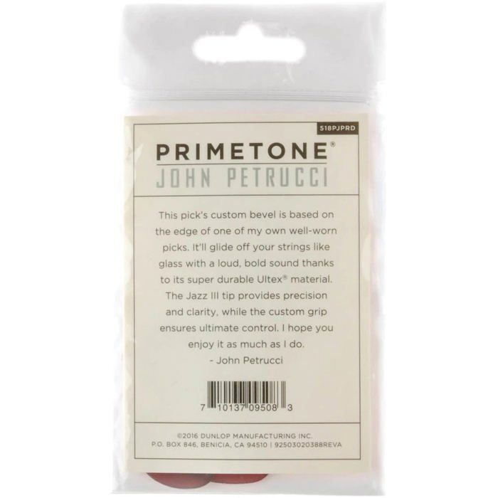 Dunlop 518RJPRD John Petrucci Primetone Pick Red lot de 12 médiators