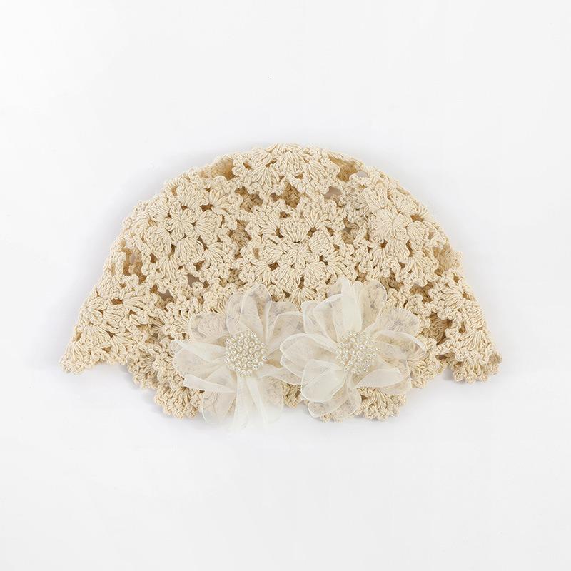 

Модная милая ажурная сумка-шляпа с цветком, женская весенне-осенняя, ручной вязки крючком, с цветком, косынка-шляпа, праздничная, ретро, вязаная шляпа One Size (55-58cm)