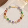 Light Luxury Colorful Zircon Bangle Unique Women Handchain Girl Gift Flower Bracelet Holiday Party