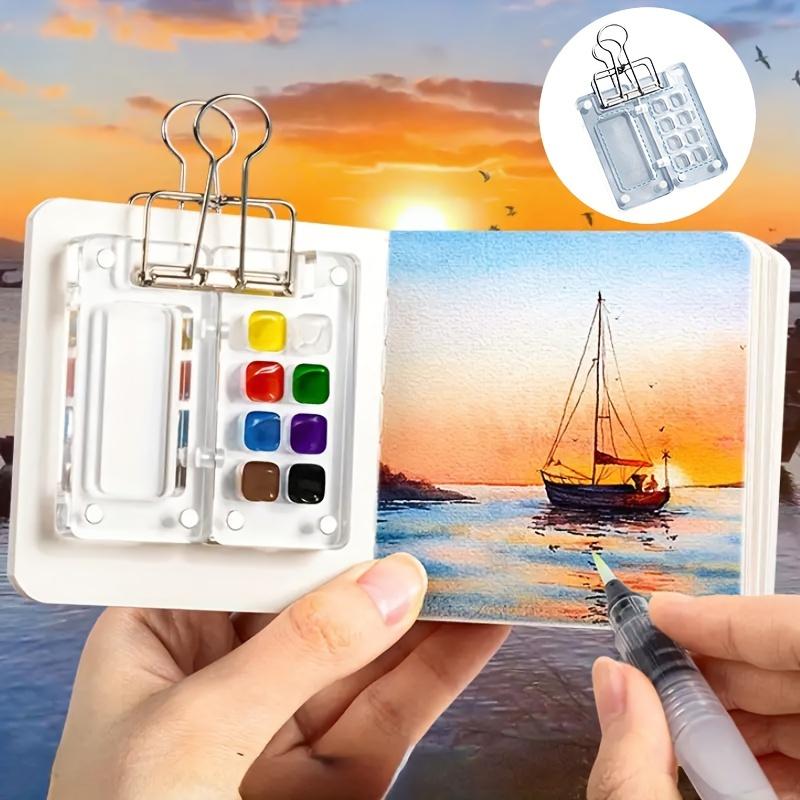 Tragbares Mini-Aquarellfarben-Set mit Reise-Skizzenbuch, Acrylfarbenkasten für Outdoor-Skizzieren & Kunstschaffen unterwegs