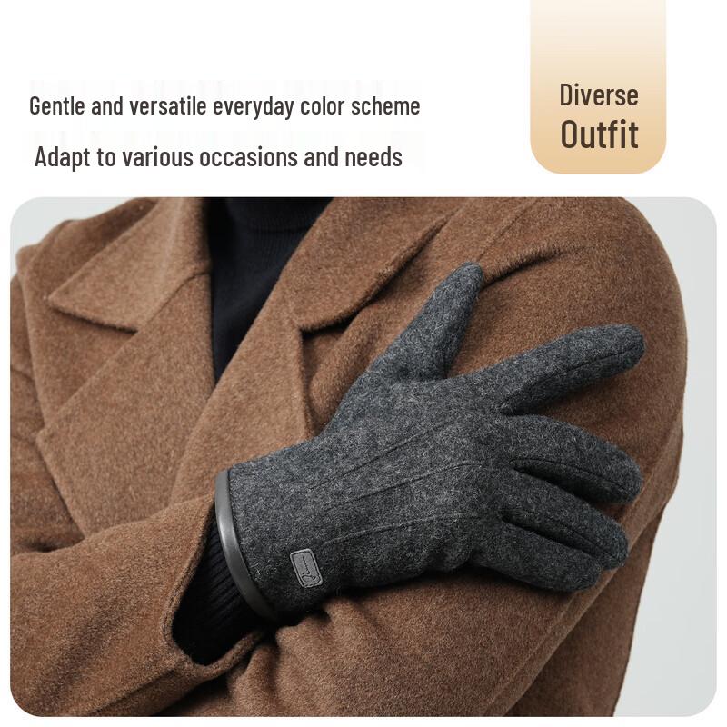 JIUMU Men's Winter Wool Touchscreen Gloves