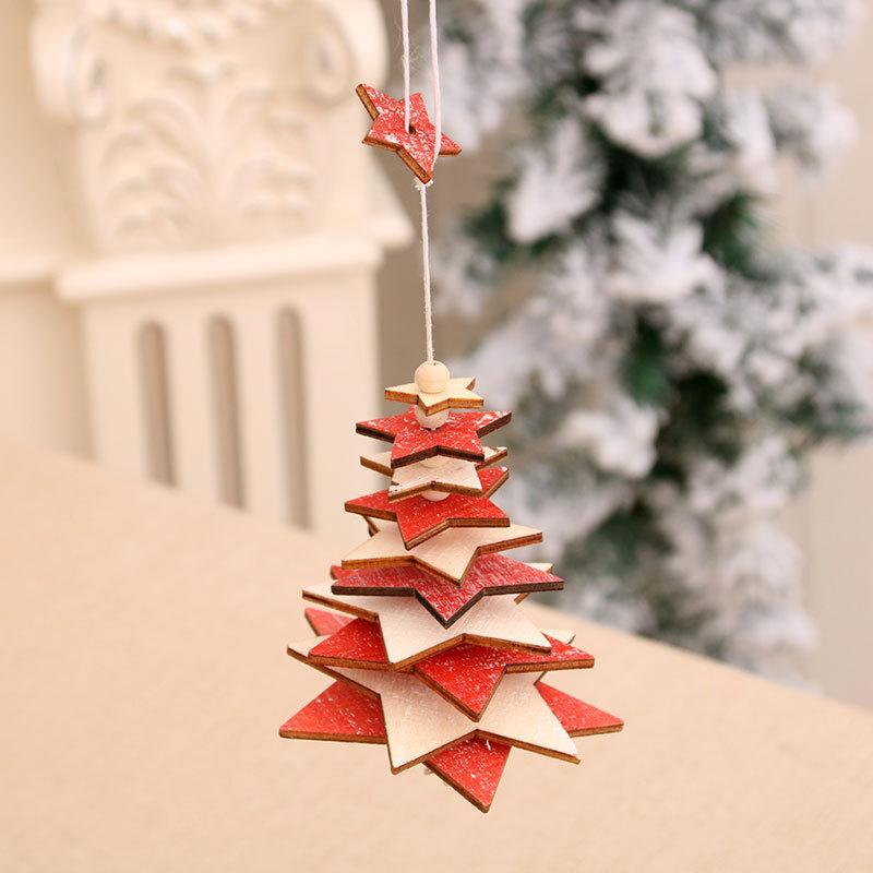 Christmas Decorations Wooden Bell Pendants Wind Chimes Pendants Christmas Tree Three-dimensional Small Pendants Christmas Gifts