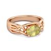 Lemon Quartz Celtic Woven Band Ring - 925 Sterling Silver Rose Gold Vermeil