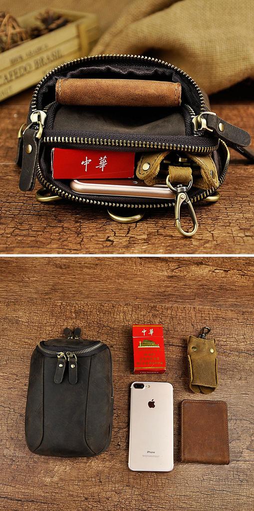 Genuine Leather Waist Fashionable Fishing Outdoor Motorcycle Leather Climbing Popular Stylish SWAT Military Tanker Design Small Messenger Shoulder