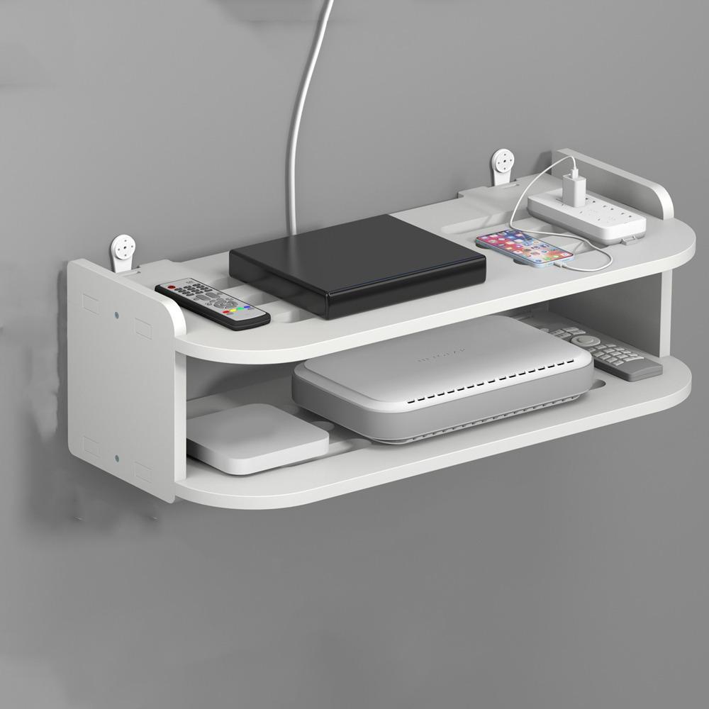 Strong Load-Bearing 2 Layer Wall Shelf Plastic Router Placement Rack  Cable Management