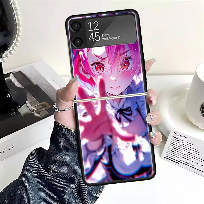 R-Rem Re Zero Anime Cases For Samsung Galaxy Z Flip 4 5 6 7 3 Z Flip7 Flip6 Flip4 Flip5 Flip3 5G Hard Shockproof Fundas Cover