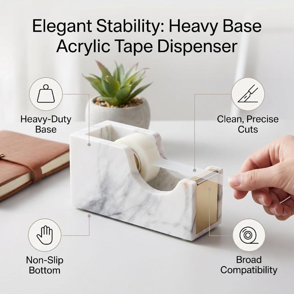 Heavy Duty Base Tape Roll Holder Gold Desktop Tape Dispenser Desk Tape Dispenser  For Office Desk