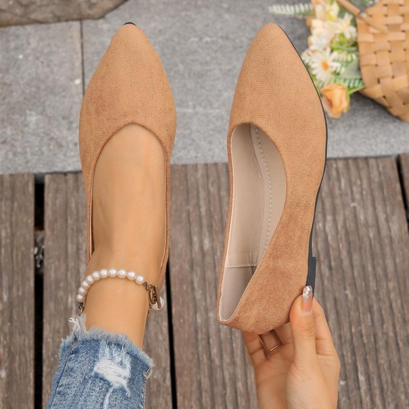 Fashion Fashion new coat Solid color large light mouth women's suede comfortable flat shoes women's