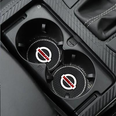 1/2 Pezzi Sottobicchiere per Auto con Strass Portabicchieri Pad Antiscivolo Per Nissan J10 X-Trail Qashqai Juke Leaf Micra NOTE Patrol Gadget