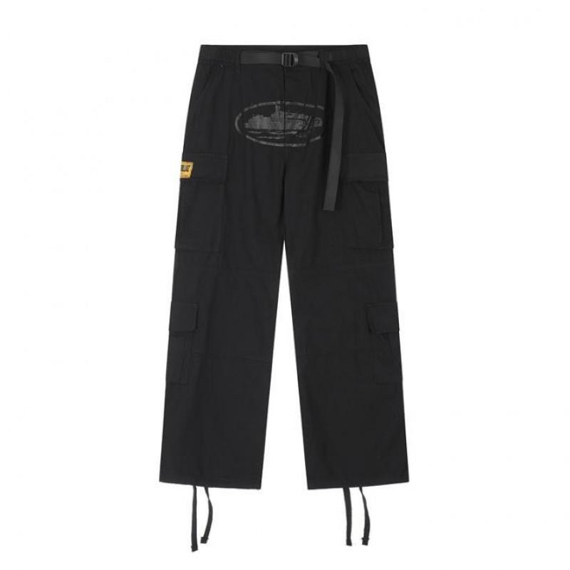 Mens Loose Fit Cargo Pants With Multiple Pockets Casual Drawstring Trousers Streetwear