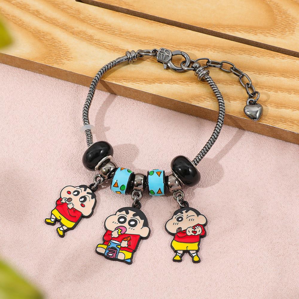 Crayon Shinchan Cartoon Charm Bracelet Zinc Alloy Beaded Jewelry For Kids And Adults