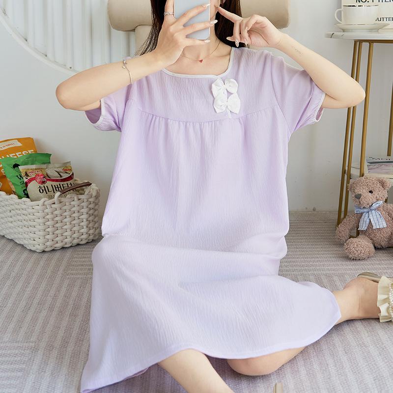 1011 new spring and summer new cloud cotton dress pajamas women's pajamas short sleeves large size Internet celebrities can be worn outside