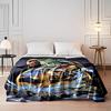 Colorful Jumping Fish with Water Splash Design Flannel Blanket for Bedroom, Living Room, Sofa, and Nap Sofas.