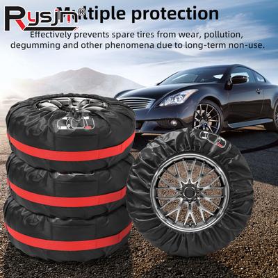 4pcs Storage Bags Tire Cover Case Waterproof Car Spare Tire Cover Polyester Dust-proof Portable Wheel Bags Protection Wheel Part