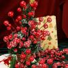 Red Christmas Artificial Berry Stems Xmas Tree Fake Flowers Ornaments DIY New Year Snow Wreath Crafts Berries Decoration