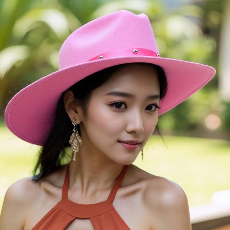 Stylish Cowboy Hats Decorative Studs Breathable Cloth Comfortable Fit Western Party Outdoor Festival Accessory