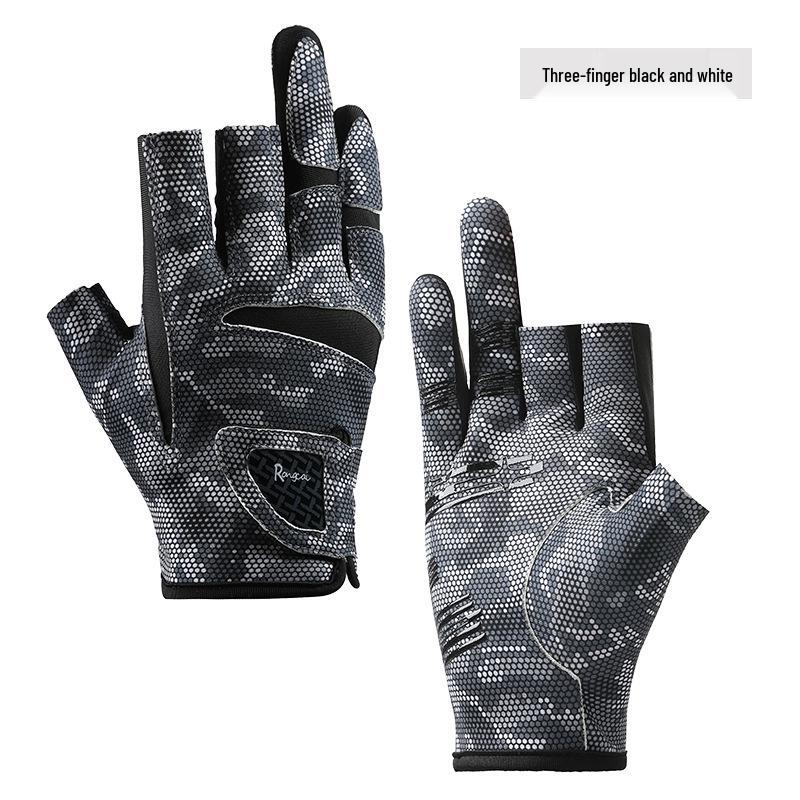 Spring & Summer Breathable Sun Protection Fishing Gloves - Anti-slip, Three-Fingerless, Thin Ice Silk, Wear-resistant Outdoor Angling Gloves