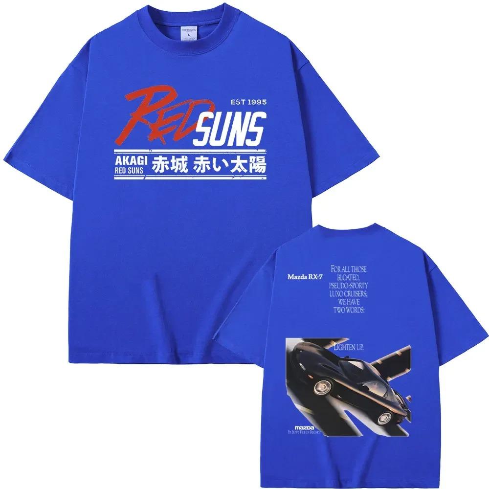 2024 Japanese Anime Drift Initial D Akagi RedSuns Printed Tshirt Manga Men T-shirts Skyline GTR JDM Racing Graphic T Shirt Tops