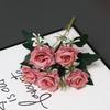 5-Head Artificial Silk Rose Arrangement for Home Decoration