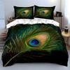 "Elegant Peacock Feather Set Décor"  Kid's and Adults' Bedroom Decor, Exquisite Three-piece Bedding Set Gift