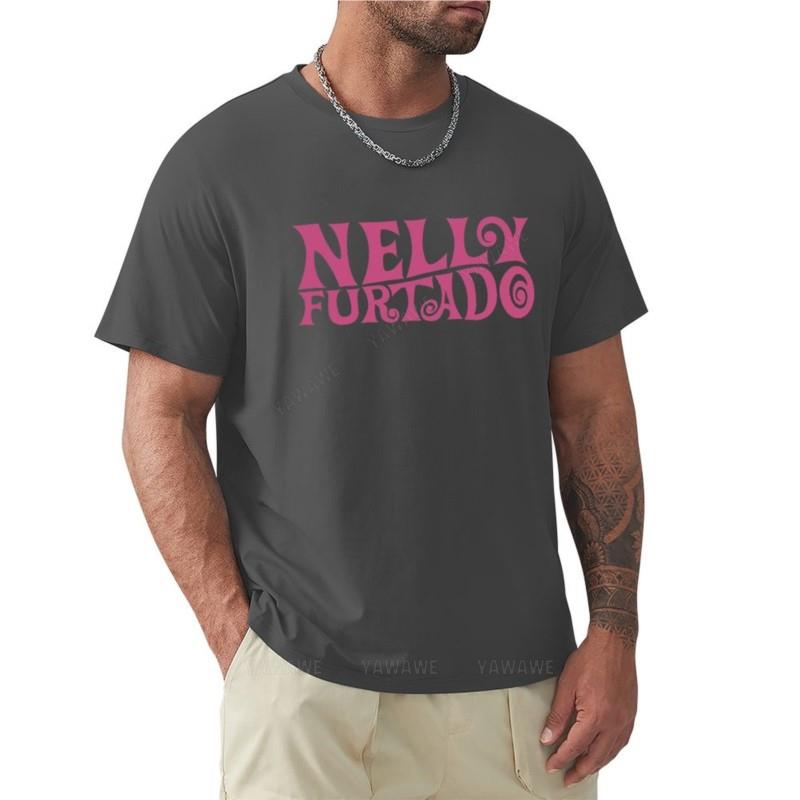 Black T-shirt Men Nelly Furtado - Pink Logo - Whoa Nelly! Folklore Loose T-Shirt Tops Graphics T Shirt Men Summer Tshirt